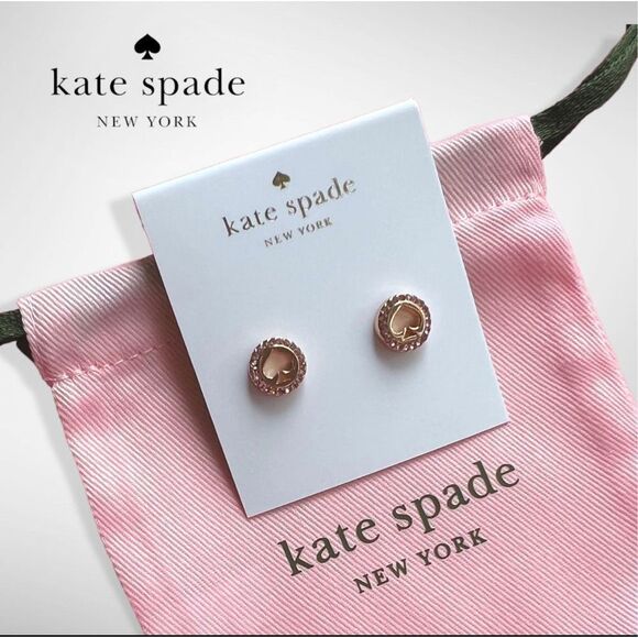 kate spade Jewelry - New ♠️ Kate Spade Rose Gold ‘Spot the Spade’ Pavè Halo Spade Studs Post Earrings